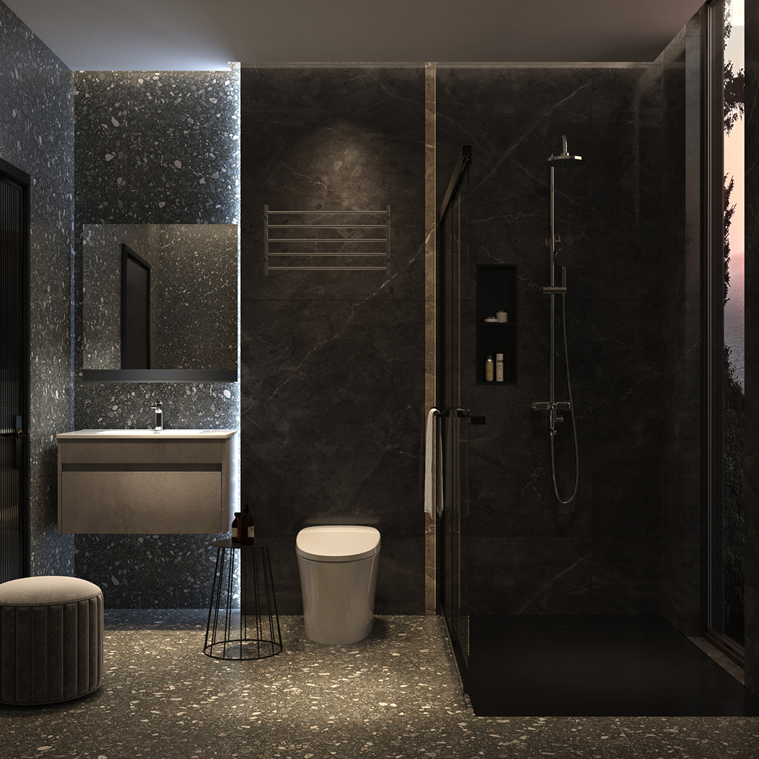 3.8㎡/#G142704-V2 紧凑型浴室空间设计，干湿分离